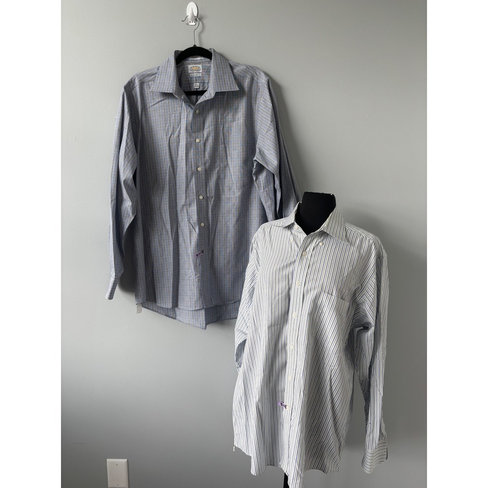 Eagle Shirtmakers Plaid & Striped Dress Shirts Regular Fit Long Sleeve Bundle Lg